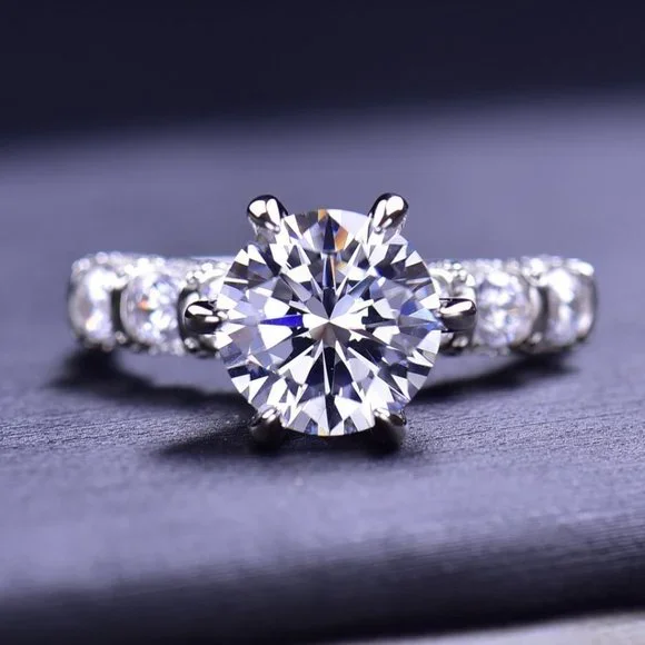 Certified 3ct. t.w. Moissanite Diamond Luxury Wedding Engagement Ring NEW - Picture 4 of 16